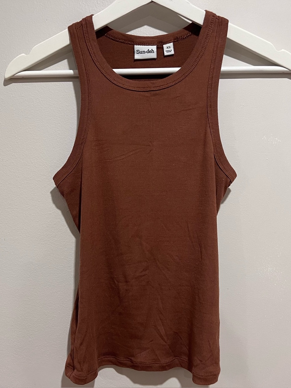 Aritzia Sunday Best Brown Ribbed Tank Top